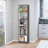 71" Gray And White Wood Five Tier Bookcase