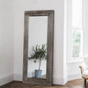 58" Dark Brown Solid Wood Freestanding and Wall Mount Accent Mirror