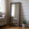 58" Dark Brown Solid Wood Freestanding and Wall Mount Accent Mirror