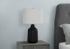 24" Black Concrete Urn Table Lamp With Gray Drum Shade
