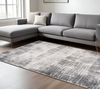 8' X 10' Cream And Gray Abstract Area Rug