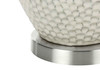 28" White and Silver Ceramic Round Table Lamp With Cream Drum Shade