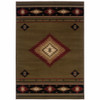 6' X 9' Green Southwestern Power Loom Stain Resistant Area Rug