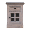 Wood Glass Distressed Two Drawer Nightstand