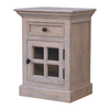 Wood Glass Distressed Two Drawer Nightstand