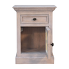 Wood Glass Distressed Two Drawer Nightstand