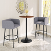 24" Brown and Black Wood and Steel Rounded Bar Table