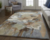 2' X 3' Tan Gray And Green Wool Floral Tufted Handmade Area Rug