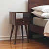 Walnut Wood Square One Drawer Nightstand