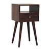Walnut Wood Square One Drawer Nightstand