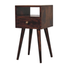 Walnut Wood Square One Drawer Nightstand