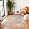 2' X 3' Beige And Brown Abstract Area Rug With Fringe