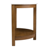 42" White and Natural Faux Marble Half Circle Three Leg Console Table With Shelves