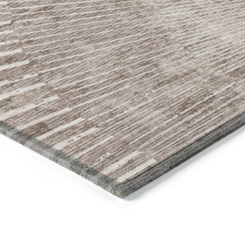 9' X 12' Taupe and Ivory Abstract Washable Non Skid Indoor Outdoor Area Rug