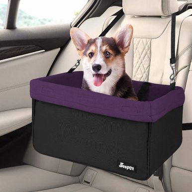 JESPET & GOOPAWS Dog Booster Seats for Cars, Portable Dog Car Seat Travel Carriers with Seat Belt for 24lbs Pets