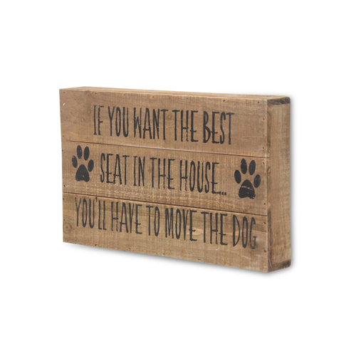 8" X 13" Brown Move The Dog Wood Wall Decor