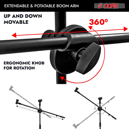 Tripod Mic Stand Adjustable Heavy Duty Floor Holder Microphone Boom Arm 4 PCS