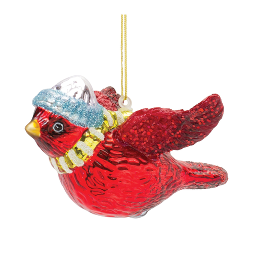 Glass Cardinal Bird Ornament 