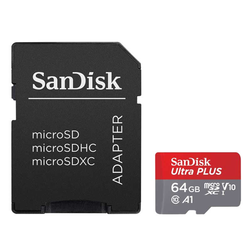 SanDisk Ultra microSDHC Memory Card, 64GB, 120MB/s, C10, UHS, U1, A1, Card with Adapter