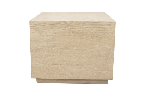 16" Natural Distressed Solid Wood Square Block End Table