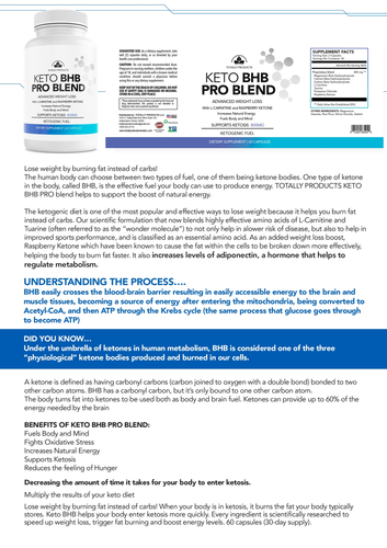 Totally Products Keto BHB PRO Blend with Raspberry and L-Carnitine for Weight Loss