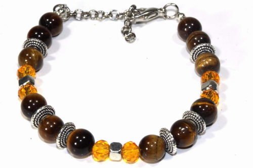 Tigers Eye Stones & Beaded Boho Bracelet
