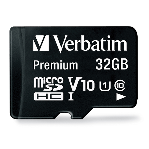 Verbatim Premium microSDHC Memory Card, 44083, With Adapter, 32GB, UHS-1, Class 10, TAA