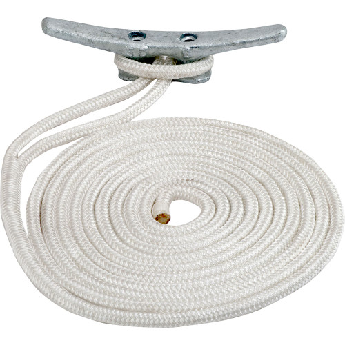 Sea-Dog Double Braided Nylon Dock Line - 1/2" x 20' - White - 035514302371