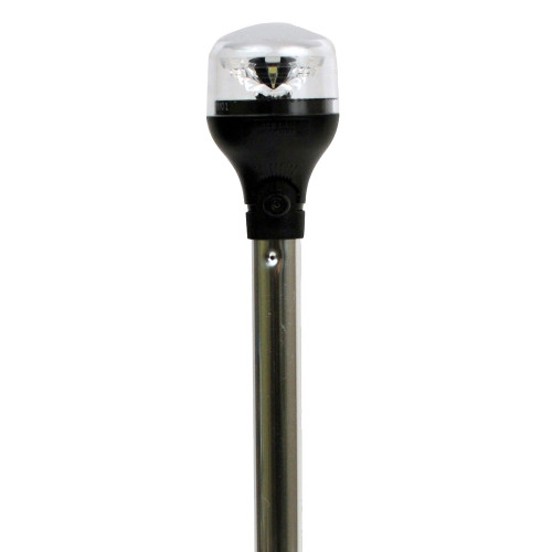 Attwood LightArmor Plug-In All-Around Light - 20" Aluminum Pole - Black Horizontal Composite Base w/Adapter - 022697555274