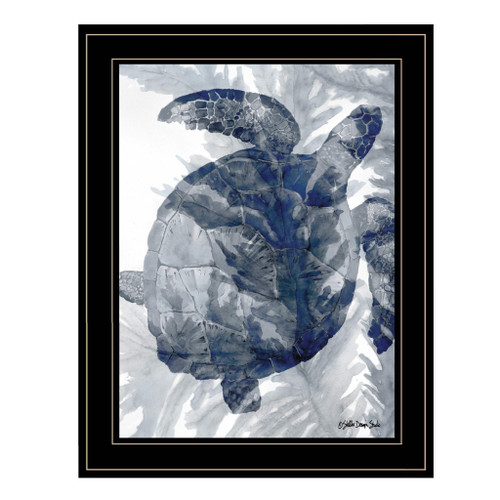 Turtle in Sea Grass Black Framed Print Wall Art - 606114046714