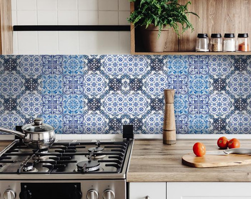 8" X 8" Mediterranean Blues Mosaic Peel and Stick Tiles - 808230083509