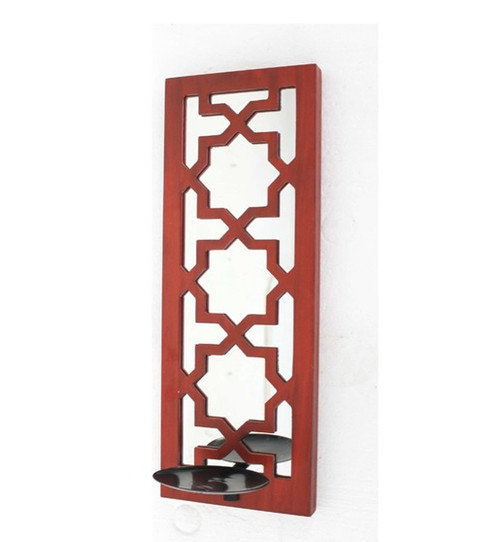 17" X 5" X 6" Red, Wooden Cross - Candle Holder Sconce - 689805004873