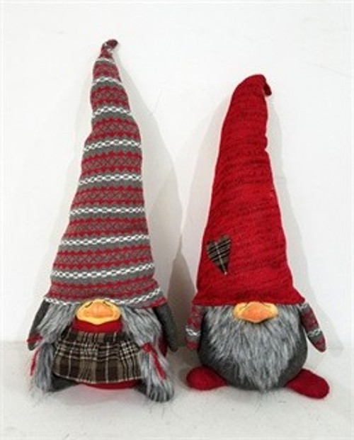 Red and Gray Holiday Plaid Girl Gnome - 808230072824