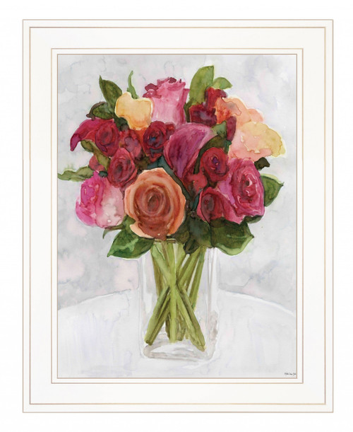 Vases With Flowers II 1 White Framed Print Wall Art - 606114056317