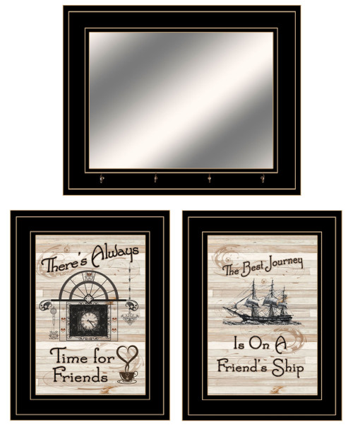 Set Of Three Friendship Journey 7 Black Framed Prints and Mirror with Hooks - 606114681526