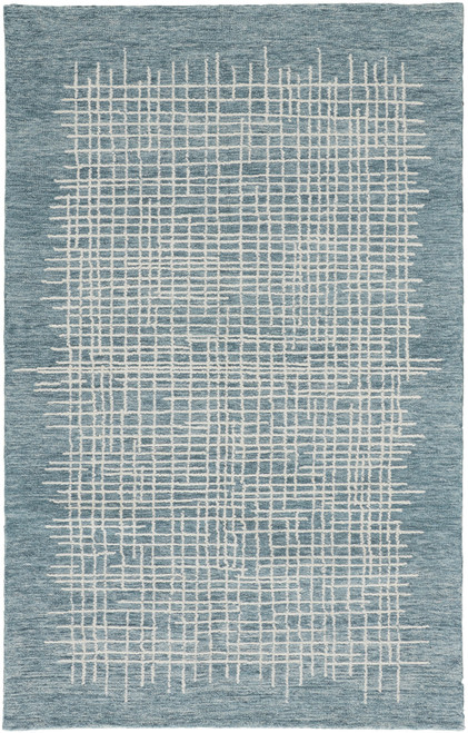 9' X 12' Blue And Ivory Wool Plaid Tufted Handmade Stain Resistant Area Rug - 606114135357