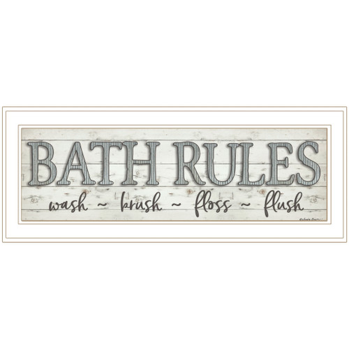 Bath Rules 1 White Framed Print Wall Art - 606114045243