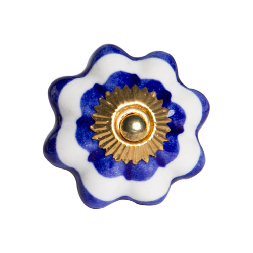 1.5" X 1.5" X 1.5" White Blue And Gold Knobs 12 Pack - 614486198245