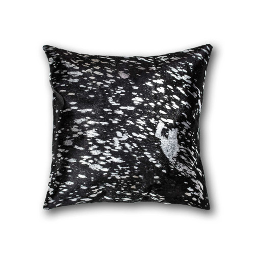 18" X 18" X 5" Black And Silver Torino Kobe Cowhide Pillow - 614486235445