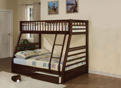 79" X 56" X 65" Epresso Pine Wood Twin Over Full Bunk Bed - 614486177295