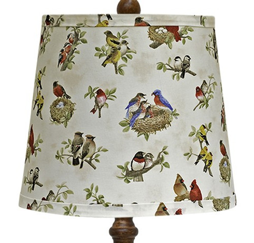 Brown Candlestick Woodland Birds Shade Table Lamp - 606114589884