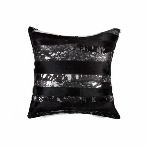 18" X 18" X 5" Black And Silver Pillow - 689805005689