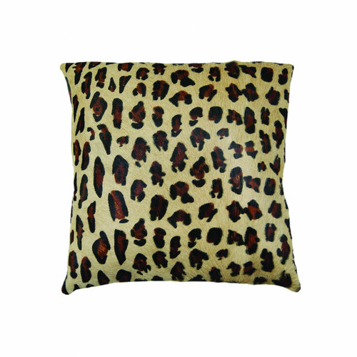 18" X 18" X 5" Striking Leopard Torino Kobe Cowhide Pillow - 614486235070