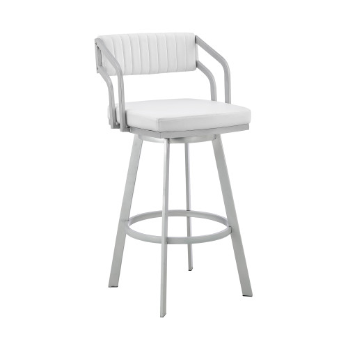 26" Timeless White Faux Leather Bar Stool - 606114633716