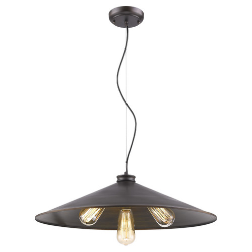 Alcove 4-Light Oil-Rubbed Bronze Pendant With Raw Brass Interior Shade - 808230008595