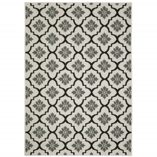 3' X 5' Beige Geometric Stain Resistant Indoor Outdoor Area Rug - 606114580775