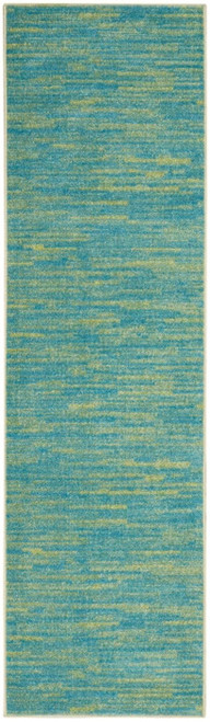 2' X 8' Blue And Green Striped Non Skid Indoor Outdoor Runner Rug - 606114455950