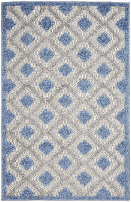 3' X 4' Blue And Grey Gingham Non Skid Indoor Outdoor Area Rug - 606114455769