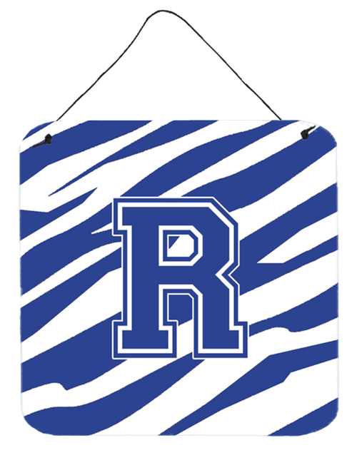 Initial Tiger Stripe Blue and White Wall or Door Hanging Prints - 615872643462