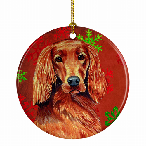 Dog and Christmas Snowflakes Ceramic Ornament - 615872598465